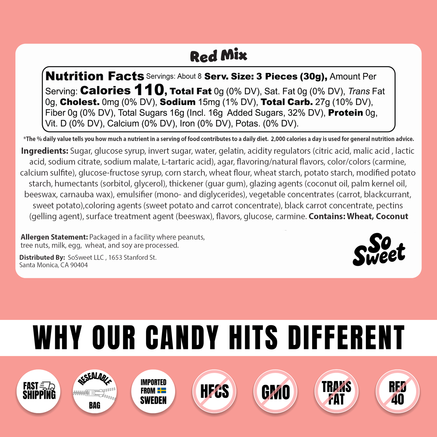 Swedish Candy 1/2lb Red Mix