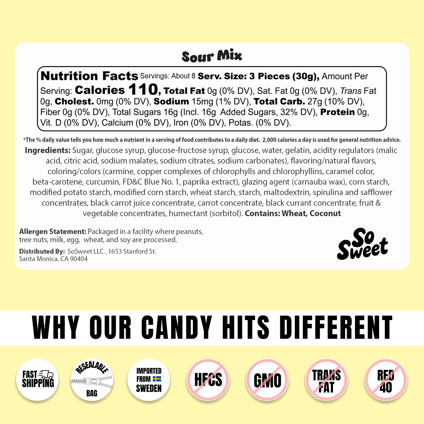 Swedish Candy 1/2lb Sour Mix