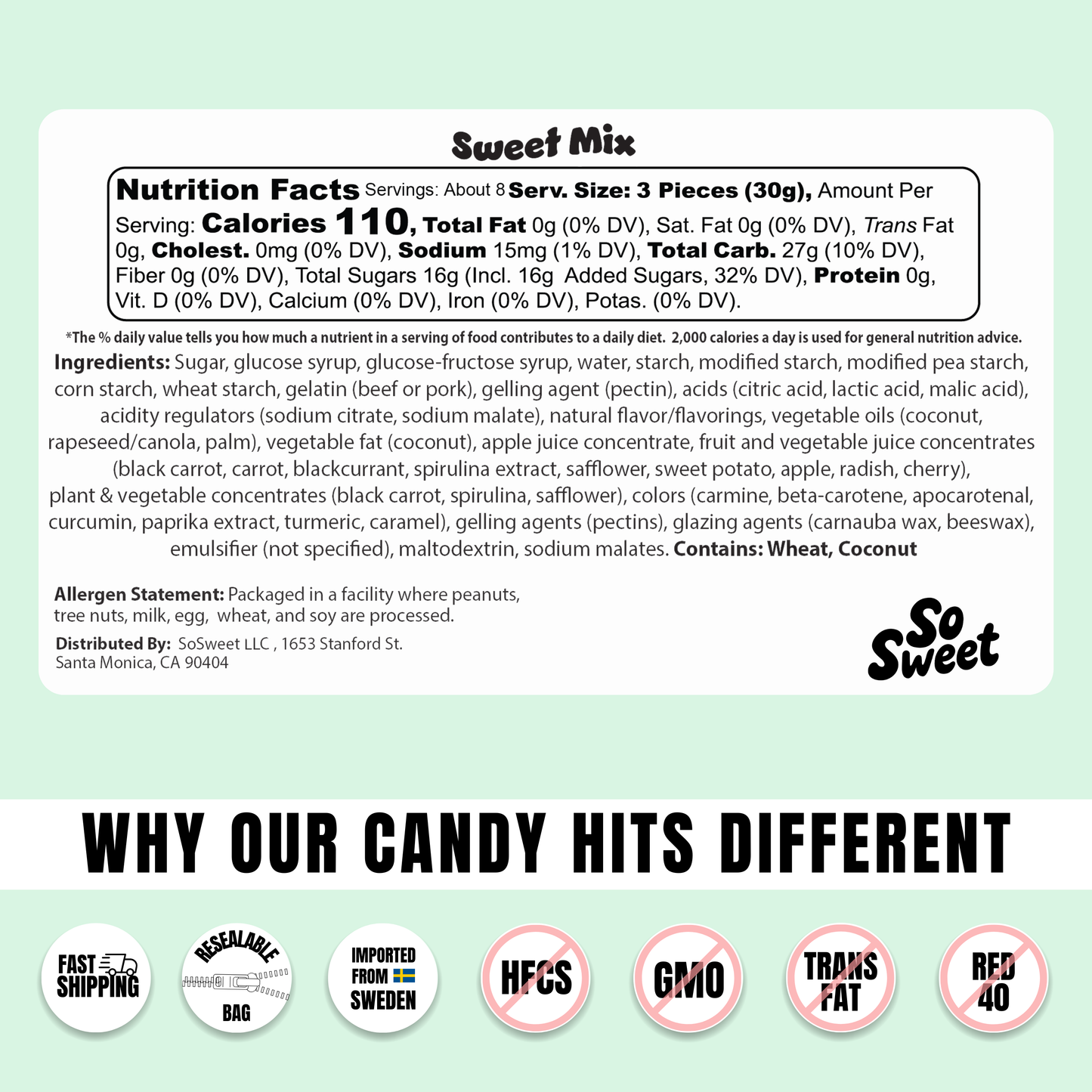 Swedish Candy 1/2lb Sweet Mix