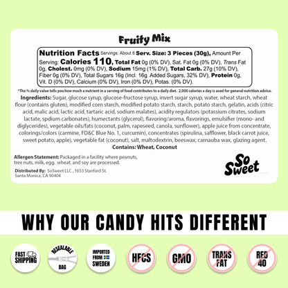 Swedish Candy 1/2lb Fruity Mix