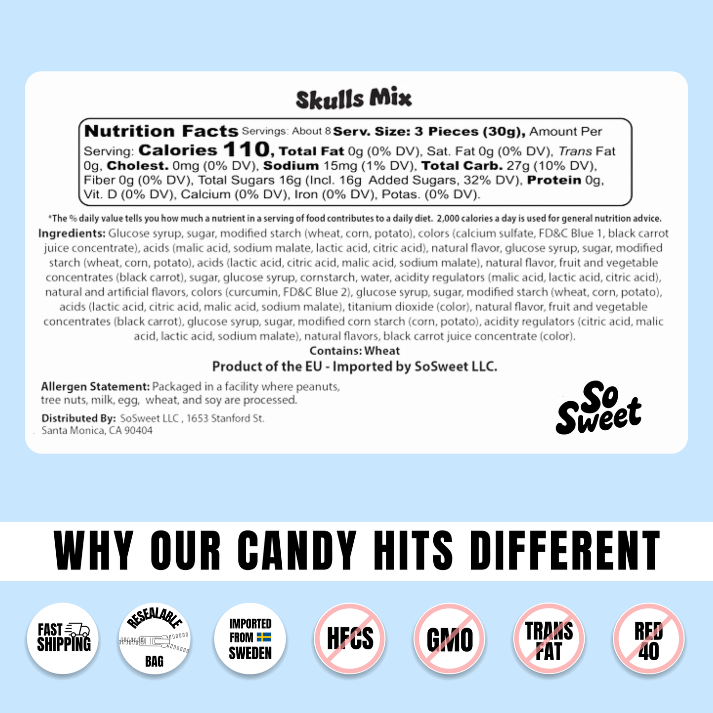 Swedish Candy Skulls Mix