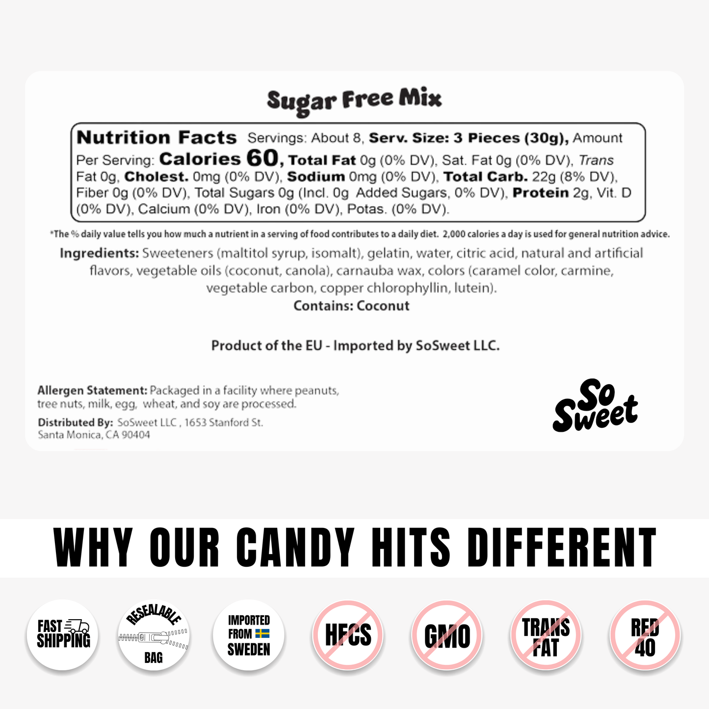 Swedish Candy 100% Sugar Free Mix